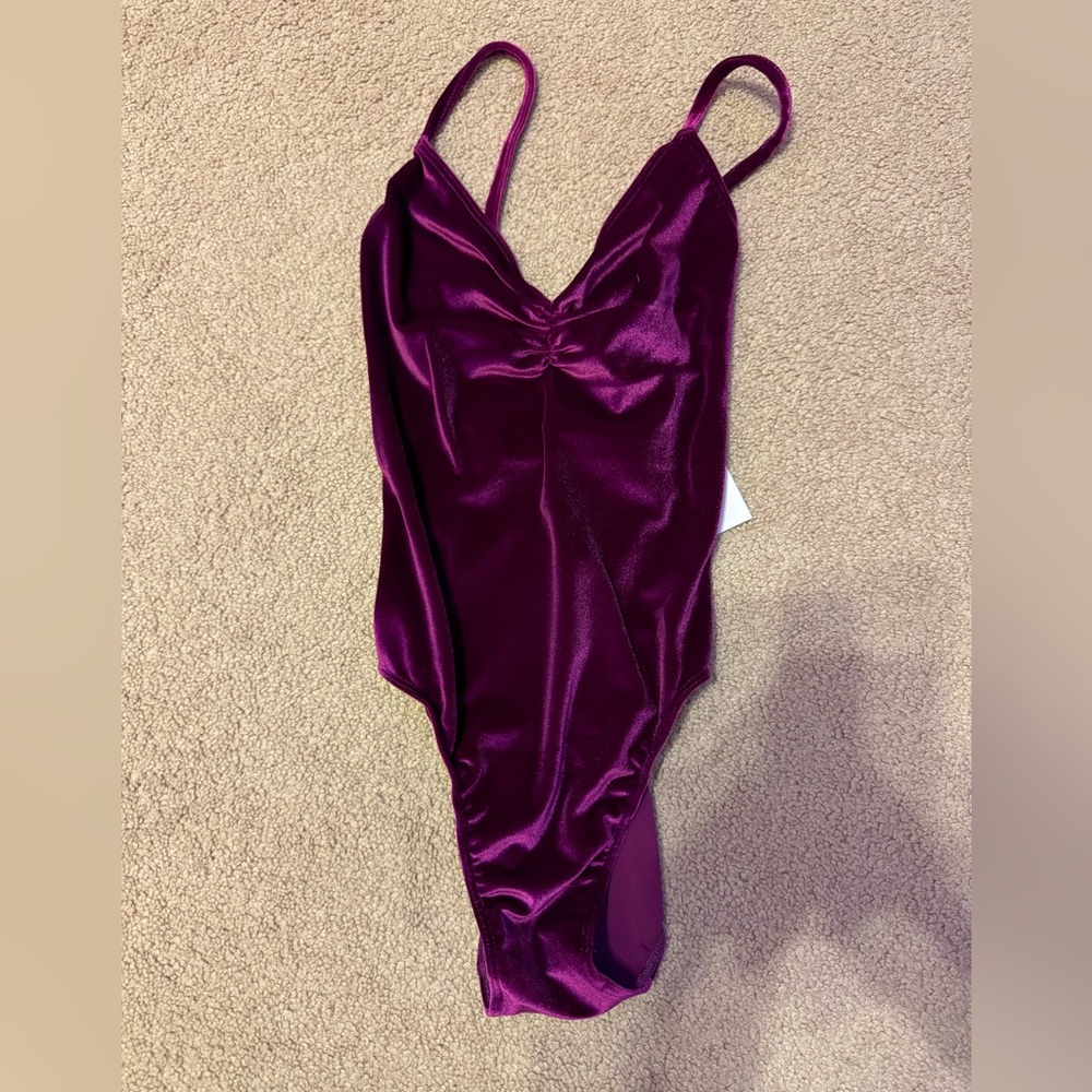 Bullet Point Raspberry Pinch Velvet Leotard